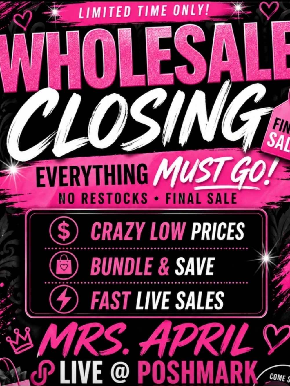 Wholesale Closing Sale! NO RETURNS! TAKE AS IS! FINAL SALES!!!